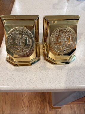Virginia Metalcrafters Brass Decorative Bookends with S.C. state seal Design